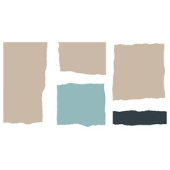 Obraz premium Collection of torn paper textures in earthy tones and colors, perfect for design and craft projects, Set of torn vintage paper with textured edges and blank pages