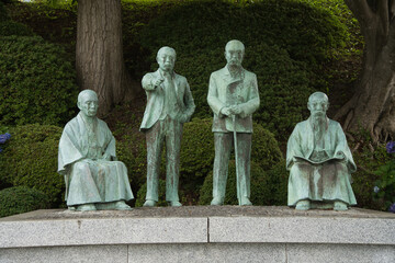 Statues of Hakodate War Figures in Motomachi Park
