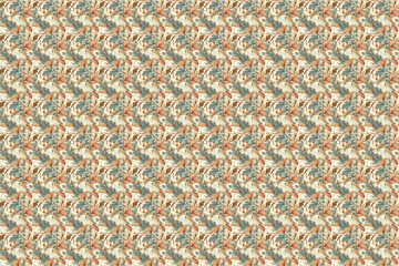 Vibrant floral pattern with orange and blue leaves on cream background