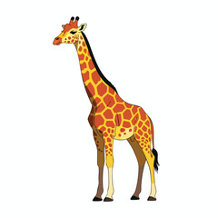Fototapeta premium Tall Cartoon Giraffe with Spotted Fur