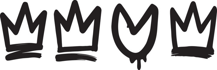 Graffiti crown silhouette set urban brush vector illustration