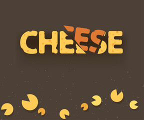 a cheese word playful sliced yellow letters