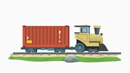 a freight train with red cargo container