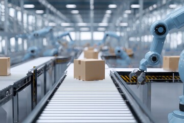 Automated robotics sorting boxes in advanced distribution center