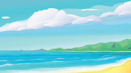 a sunny tropical beach with blue sea