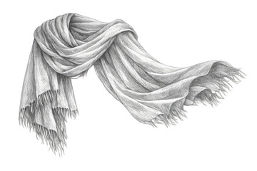 Obraz premium Elegant Flowing Scarf, artistic drawing on transparent background image