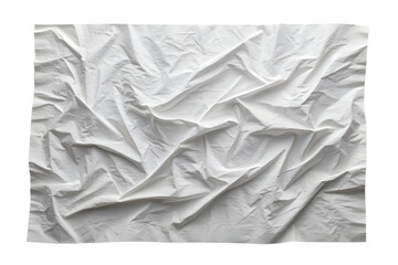 Heavily Wrinkled White Fabric Sheet isolated on transparent background