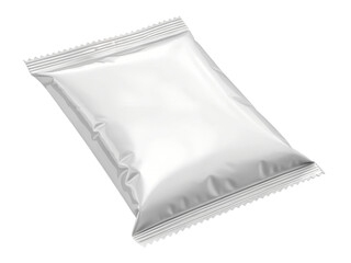 Blank White Glossy Snack Pouch isolated on transparent background