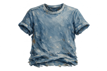Blue t-shirt art, digital painting, transparent background illustration