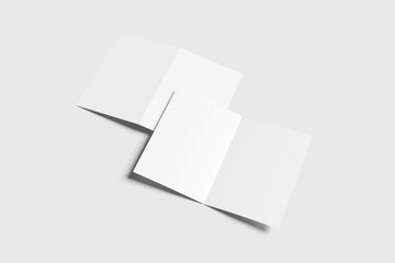 Blank bi-fold brochure for mockup - 3D Illustration