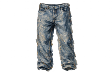Oil Painting of Blue Jeans on transparent background, stylized art
