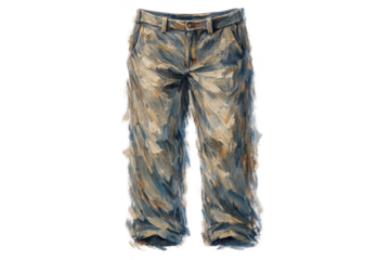 Artistic Jeans Illustration on transparent background, Oil Painting Look