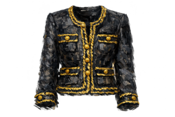 Black and Gold Jacket with transparent background artful texture paint