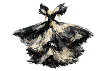 Elegant black and white dress design on transparent background render.