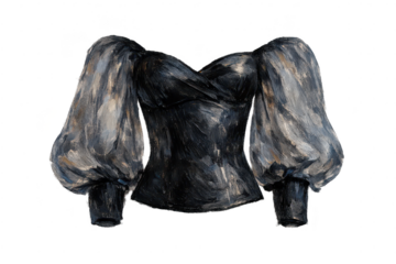 Elegant blouse with balloon sleeves on transparent background artwork