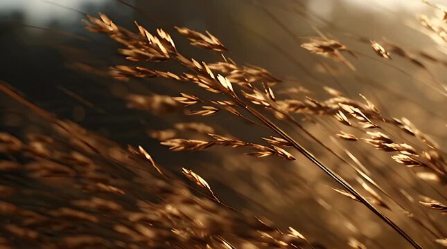 Calm Field with Softly Flowing Grass and Golden Light