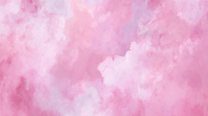 Fototapeta premium Soft pink watercolor cloud background with dreamy sky in pastel colors, vector illustration featuring light pink tones and gentle textures, no text or logo at the center.