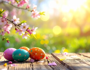 easter eggs and flowers