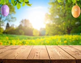wooden table and flowers