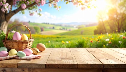 easter still life with eggs and flowers