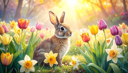 easter bunny with easter eggs