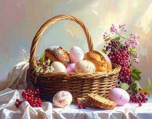 easter eggs in basket
