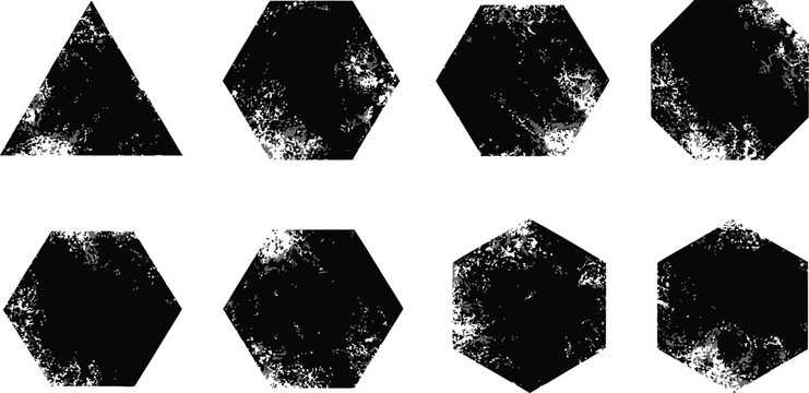 Black geometric shapes with grunge effect on transparent background high-quality professional detailed modern elegant stylish clean crisp vibrant colorful digital

