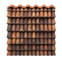 Clay roof tiles in rustic design Isolated on transparent background