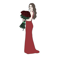 girl with a bouquet of flowers