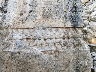 Twelve Gods of the Underworld in Yazilikaya, Hattusa Ancient City in Corum, Turkiye
