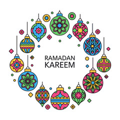 Celebrating ramadan with colorful ornaments Vector