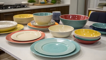 Plates and bowls chatting like friends at a table