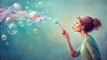 A fan blowing soap bubbles instead of air