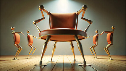 A chair with many legs dancing in a circle