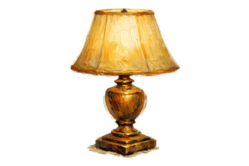 Vintage Lamp with golden shade and transparent background oil painting