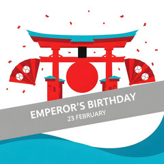 A digital illustration celebrating the japanese emperor's birthday on february 23rd