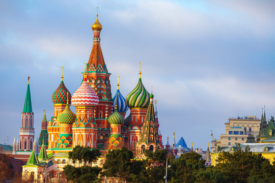 St. Basil's Cathedral (or Pokrovsky Cathedral) on Red Square in Moscow.