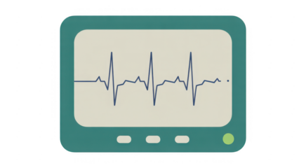 ECG monitor screen heart rate medical isolated on a transparent background