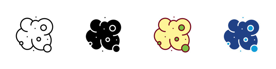 Gas Dust Multiple Style Icon Design Vector - Floating cloud of particles, representing air pollution, particulate matter, and atmospheric contamination
