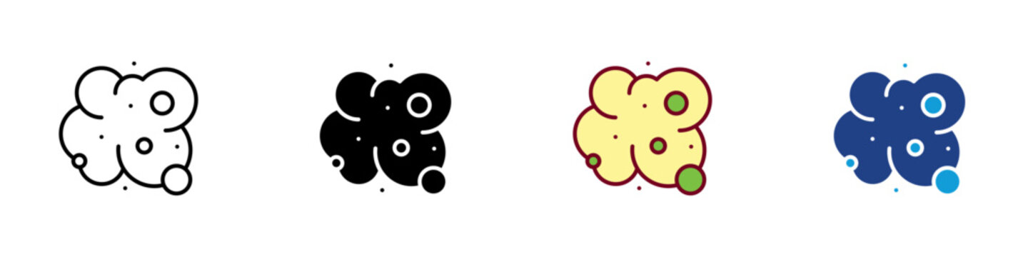 Gas Dust Multiple Style Icon Design Vector - Floating cloud of particles, representing air pollution, particulate matter, and atmospheric contamination