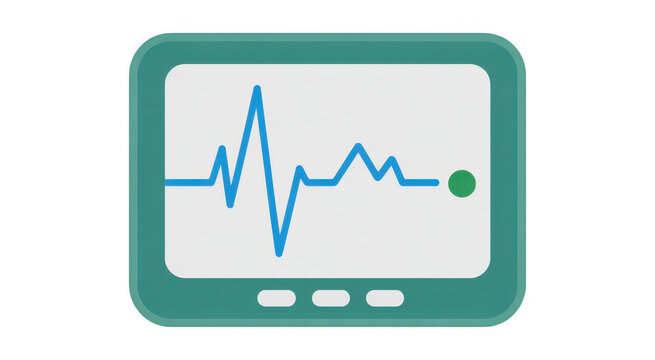 ECG Heartbeat Monitor Screen medical device blue waveform isolated on a transparent background
