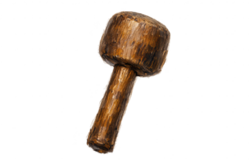 Wooden mallet isolated photo on a transparent background studio shot.