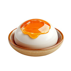 Soft boiled egg with runny yolk isolated on transparent background