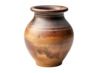 Clay vase rustic pottery decor isolated on transparent background