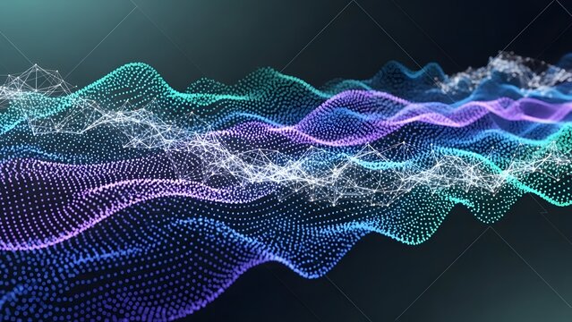 Futuristic Colorful Data Wave Technology Background - Powered by Adobe