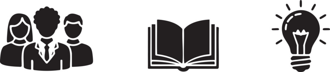 Education Knowledge Book and Creative Learning Icons