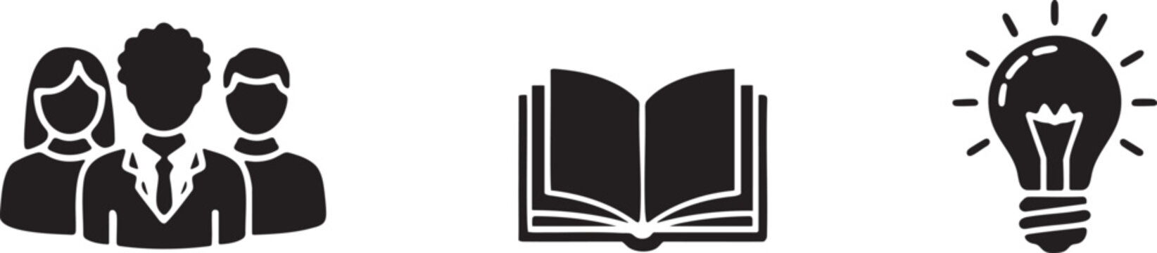 Education Knowledge Book and Creative Learning Icons