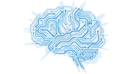 青い回路が張り巡らされたAI脳は、デジタルな情報の流れがきらめくと輝き、未来への革新と無限の可能性を感じさせます。高度な知性がピカピカと明滅して思考する様子は、最先端テクノロジー企業のWeb広告やプレゼン資料に最適で、見る人に技術の進化と希望を与えます。