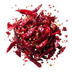 Crushed red chili pepper Isolated on transparent background