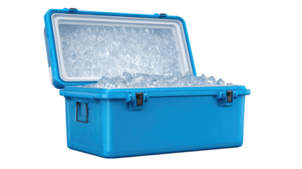 Isolated blue plastic storage container and tool box case with a handle for organizing construction equipment and recycling materials